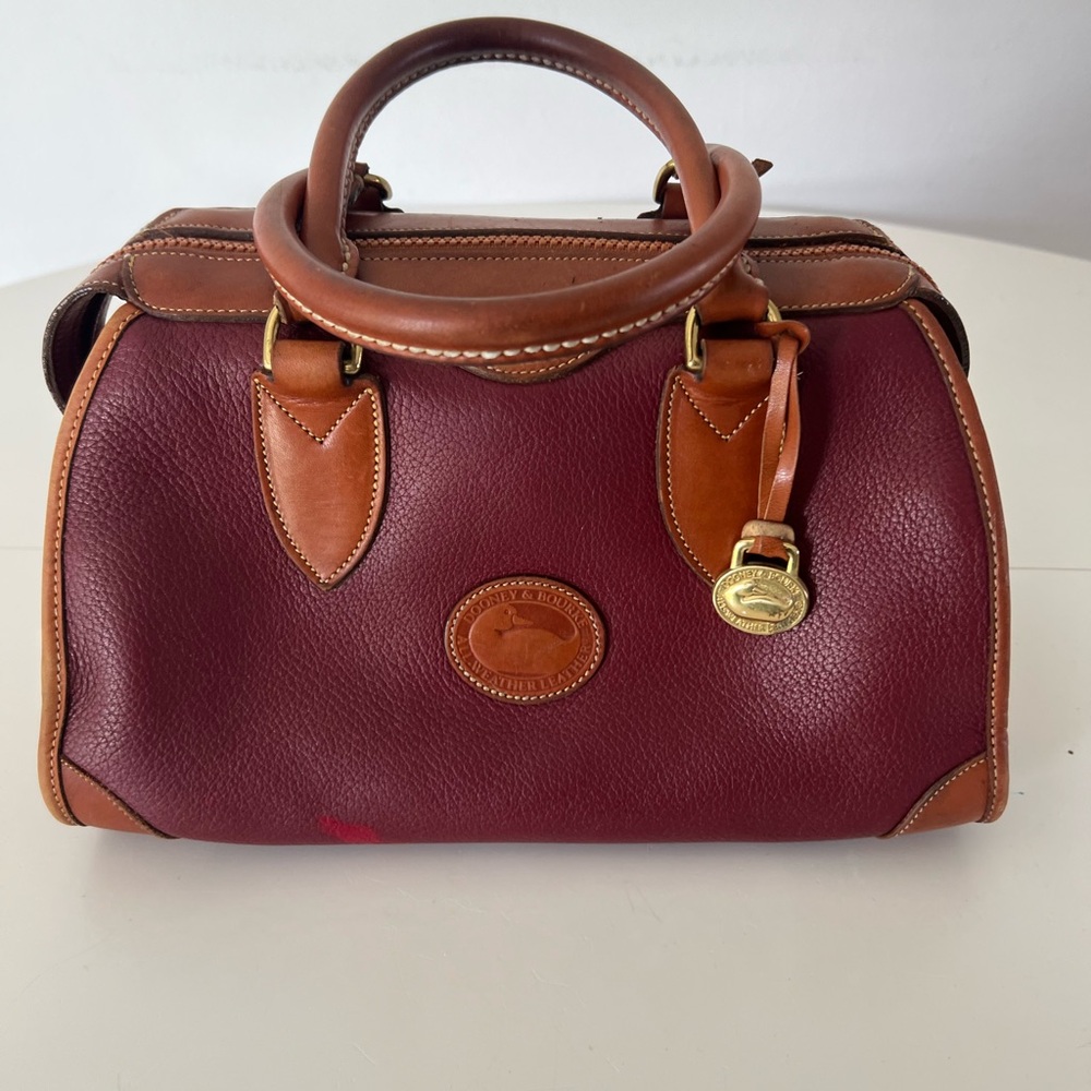 Dooney & Bourke Vintage Made in USA Burgundy Pebbled Leather Satchel Handbag